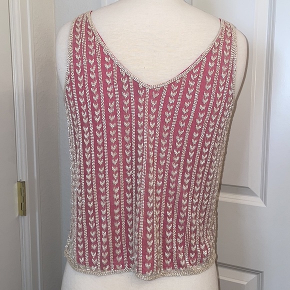 TOPSHOP beaded tank top in pink and beige in wpmen’s US size 4 - Picture 4 of 9